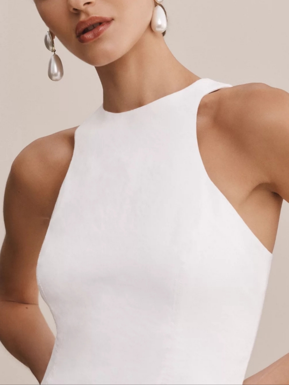 NWT! Anthropologie BHLDN Helena White Sleeveless Seamed Mini Dress - Picture 3 of 11